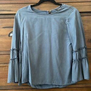 Women’s size small Express blouse. Blue with white stripes and sleeve details.